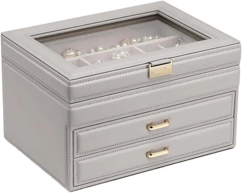 Jewelry Box Jewelry Case PU Leather Jewelry Box Jewelry Storage Box Earring Ear Stud Ring Necklace Organizer Case Jewelry Organizer J1