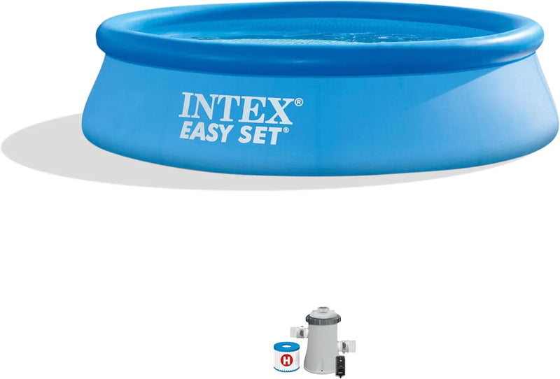 28167EH Easy Set Inflatable Swimming Pool Set: 15ft x 48in – Includes 1000 GPH Cartridge Filter Pump – Removable Ladder – Pool Cover – Ground Cloth R5
