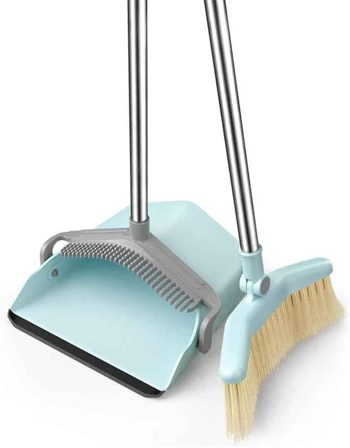 Long Handle Broom and Dustpan Set, Home, Kitchen, Room, Office, Upright Dust Pan Combo for The Lobby Floor E2