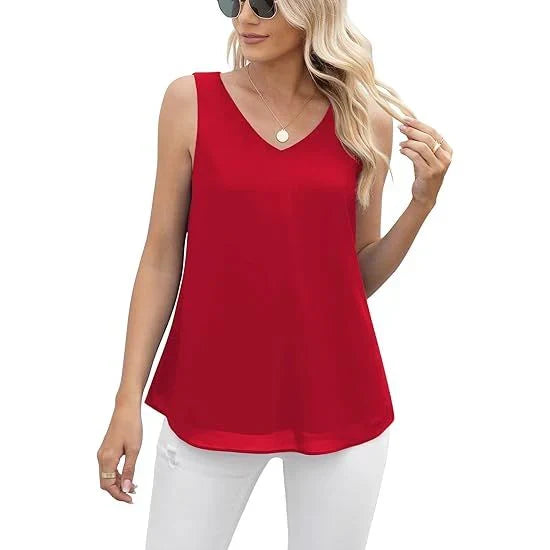 Women's Summer Sleeveless Chiffon Casual Tops S6
