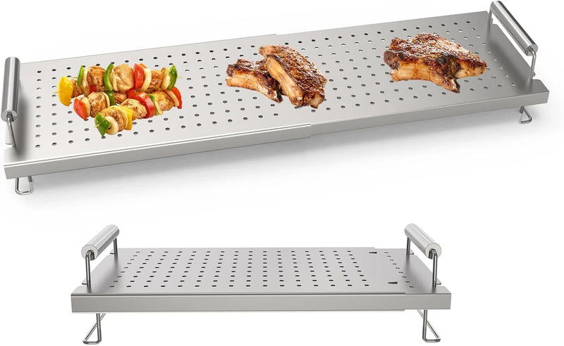 Adjustable baking pan heating/cooling rack, suitable for Blackstone baking pan accessories, with dimensions of 17 inches, 22 inches, 28 inches, 36 inches. Universal stainless steel heating tray/heating rack shelf/heater O3