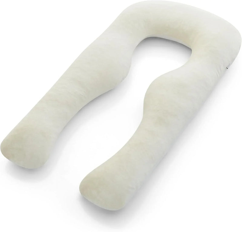 Body Pillow | Elegant U-shaped Pregnancy Pillow - Organic Bamboo Fiber Cotton - Crushed Cooling Gel Filling - Ergonomic Design - Dual-Sided Use - Washable Z3