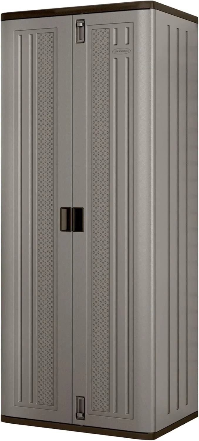 72-Inch Platinum Resin Storage Cabinet with Durable Double-Wall Construction, and Metal-Reinforced Shelves for Basement, Utility Room and Garage Storage, Platinum, Made in the USA H9