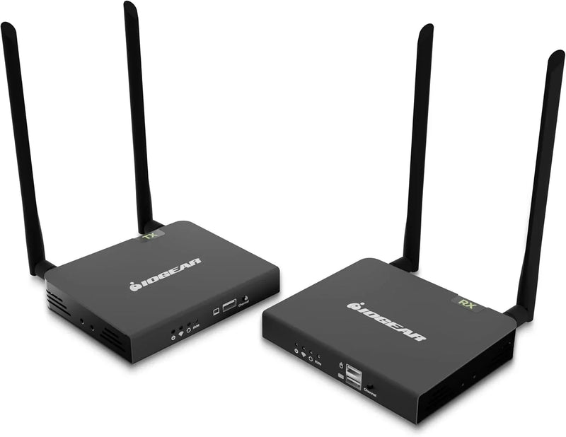Wireless 4K HDMI Video Extender Transmitter and Receiver Kit (with keyboard and mouse control) - Wireless channel pairing - 4K 60Hz, maximum transmission distance up to 165 feet, equipped with HDMI local output interface J4
