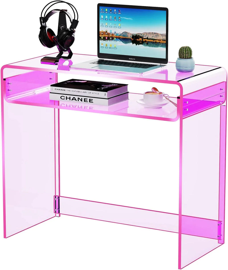 Acrylic Desk Laptop Workstation Study Table Home Office Console Table Entrance Tables Decor (Green) C9