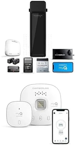 Silent and quiet wall-mounted garage door opener with battery backup and LED lighting, weighing 36 pounds, in black color. Z7