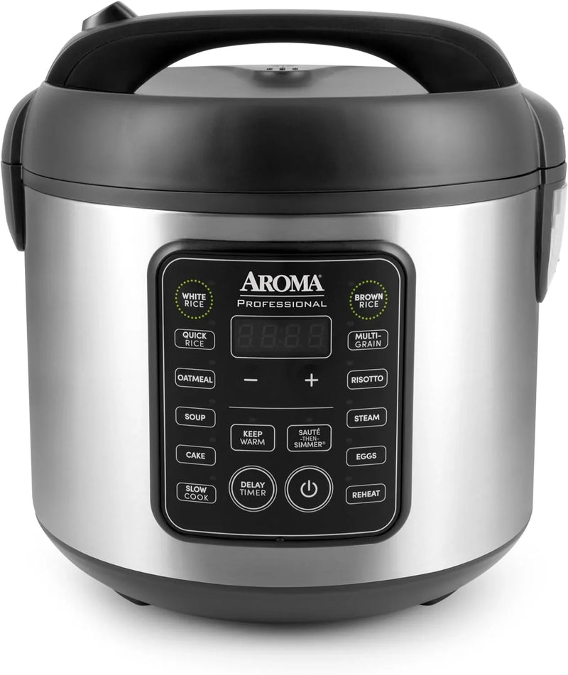 Digital rice cooker, 4 cup capacity (uncooked state) / 8 cup capacity (cooked state), steamer, multi-functional cooking pot, slow cooker, oatmeal pot, automatic insulation function, 2 gallons, stainless steel shell B2