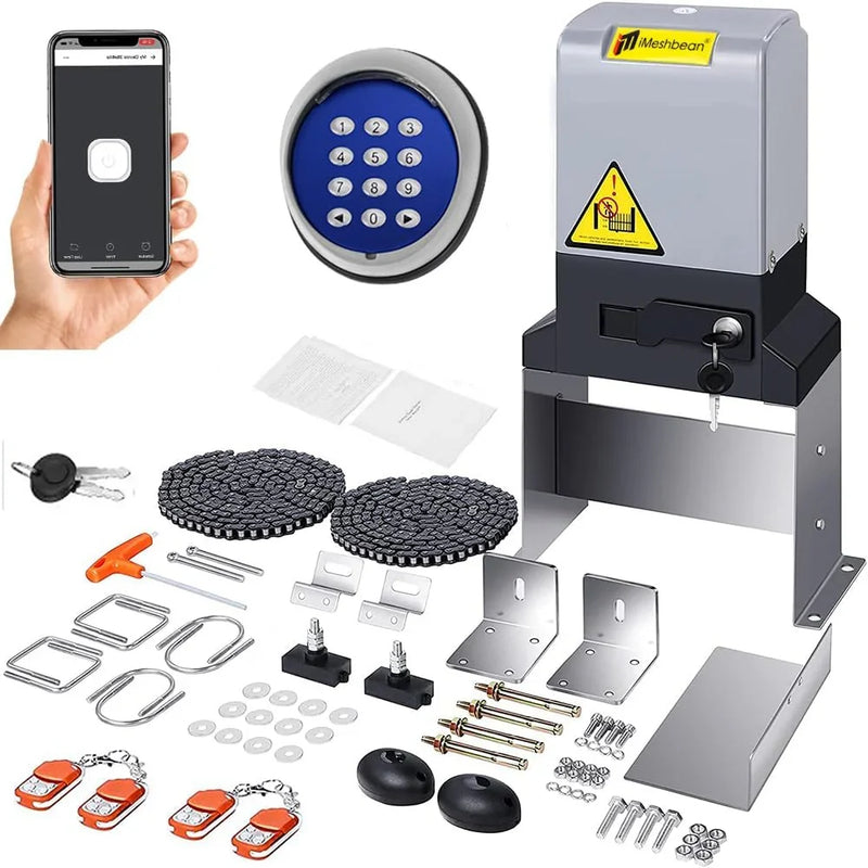 Automatic sliding door opener (controlled via APP), equipped with 4 remote controllers, 750-watt electric sliding door opener motor remote control kit, with wireless keyboard, suitable for sliding door openers up to 40 feet in length. G8