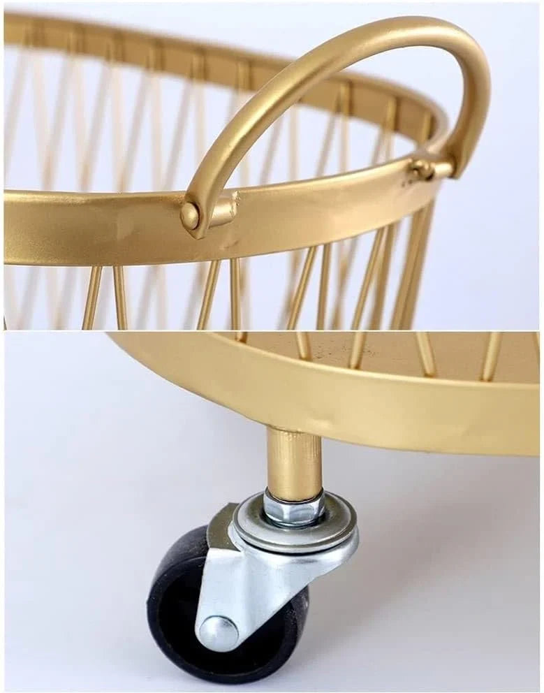 Laundry Hamper with Wheels, Round Mesh Metal Rolling Basket, Iron for Bathroom, Bedroom, Room, Toy & Clothes Storage - 45 * 42.5cm
