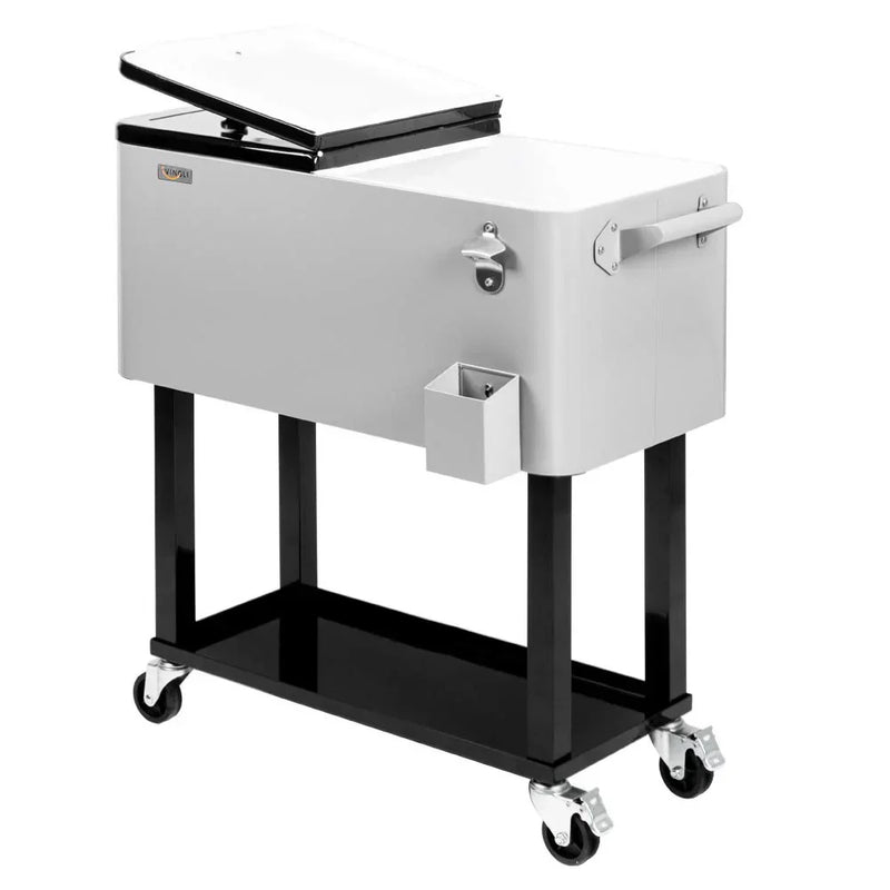 Portable 80 Quart Rolling Ice Chest with Shelf S1