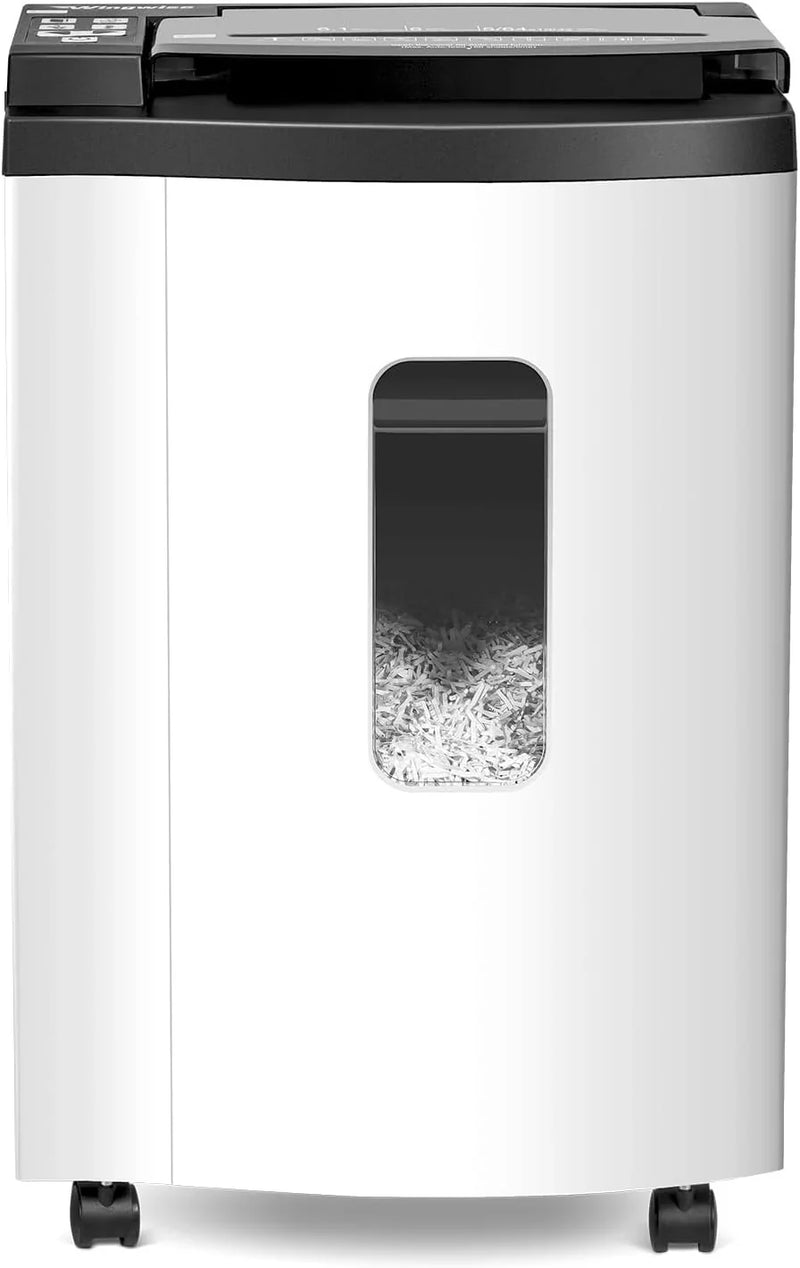 150 Sheet Auto-Feed Micro Cut Paper Shredder for Home Office Use, P-5 Super High Security (5/64 x 19/32 inches), Large 6-Gallon Bin, 20-Min Continuous Run, 55dB Ultra-Quiet, White B9