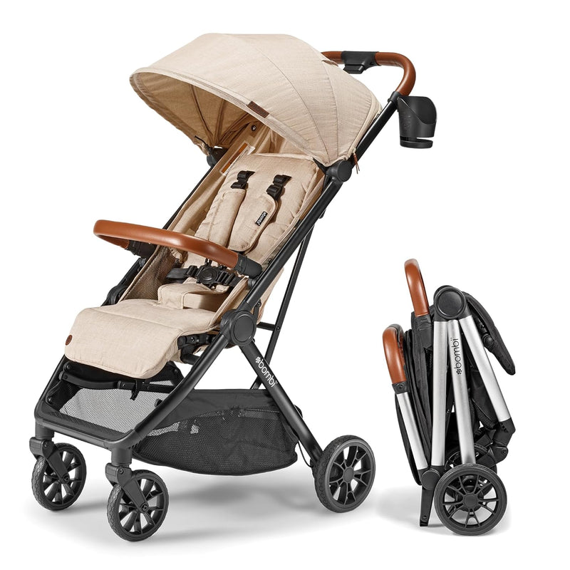 V2 Compact Baby Stroller - Premium vegetarian leather material, one-handed folding, infinitely adjustable tilt angle, aerospace-grade aluminum frame, oversized sunshade, spacious storage space, folding umbrella-style baby stroller - Desert Berry Colo A7