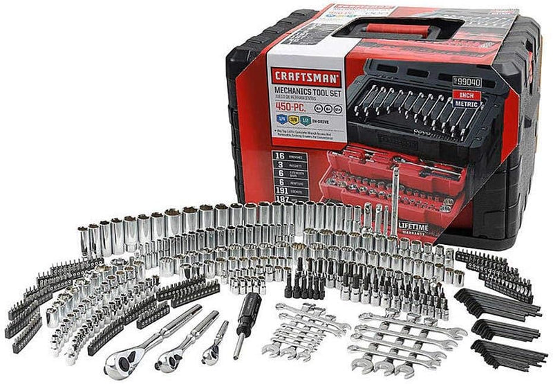 450-Piece Mechanics Tool Set, Ratchet Socket Hand Wrench Toolset A6
