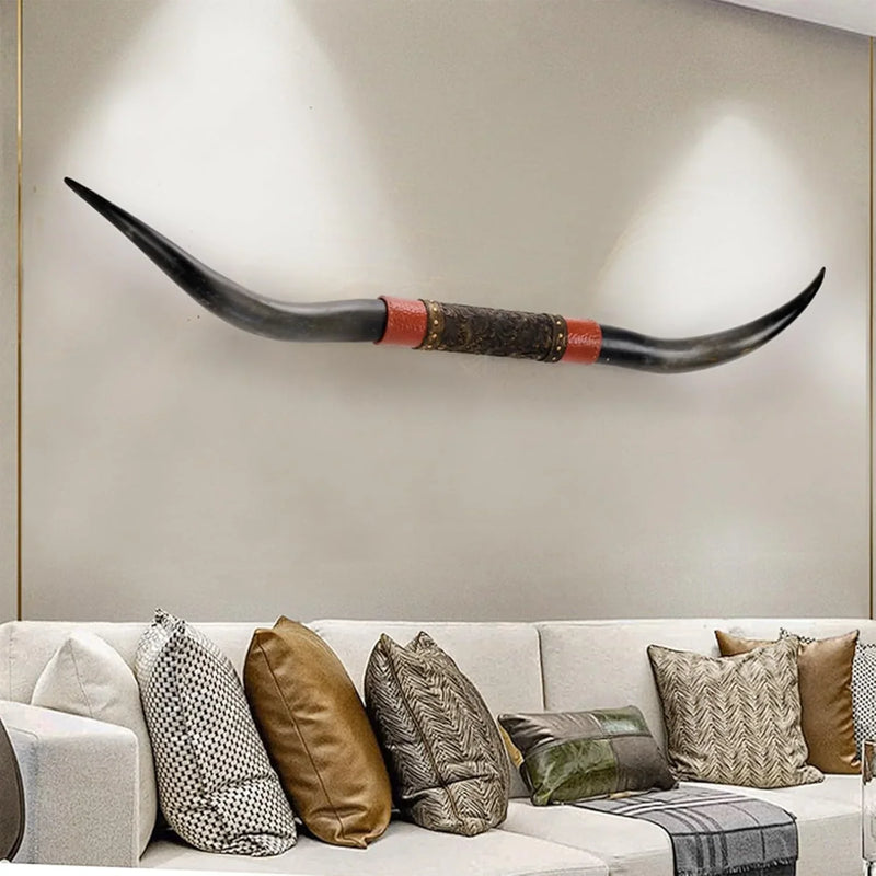 70" Long Horn Bull Horns, Longhorn Skull Wall Decor, Faux Taxidermy, Rustic Animal Head Wall Art, Living Room Decor I9
