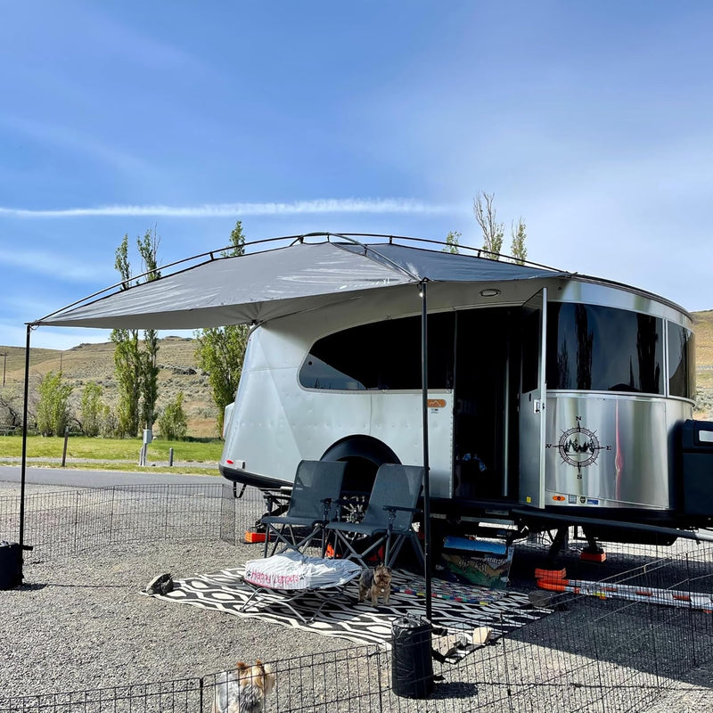 Sunshade portable roof tent, with dimensions of 9 feet by 7 feet, has a large shading area, is lightweight and durable, and is suitable for vehicles such as trucks, SUVs, vans, and camper vans (dark blue) K3