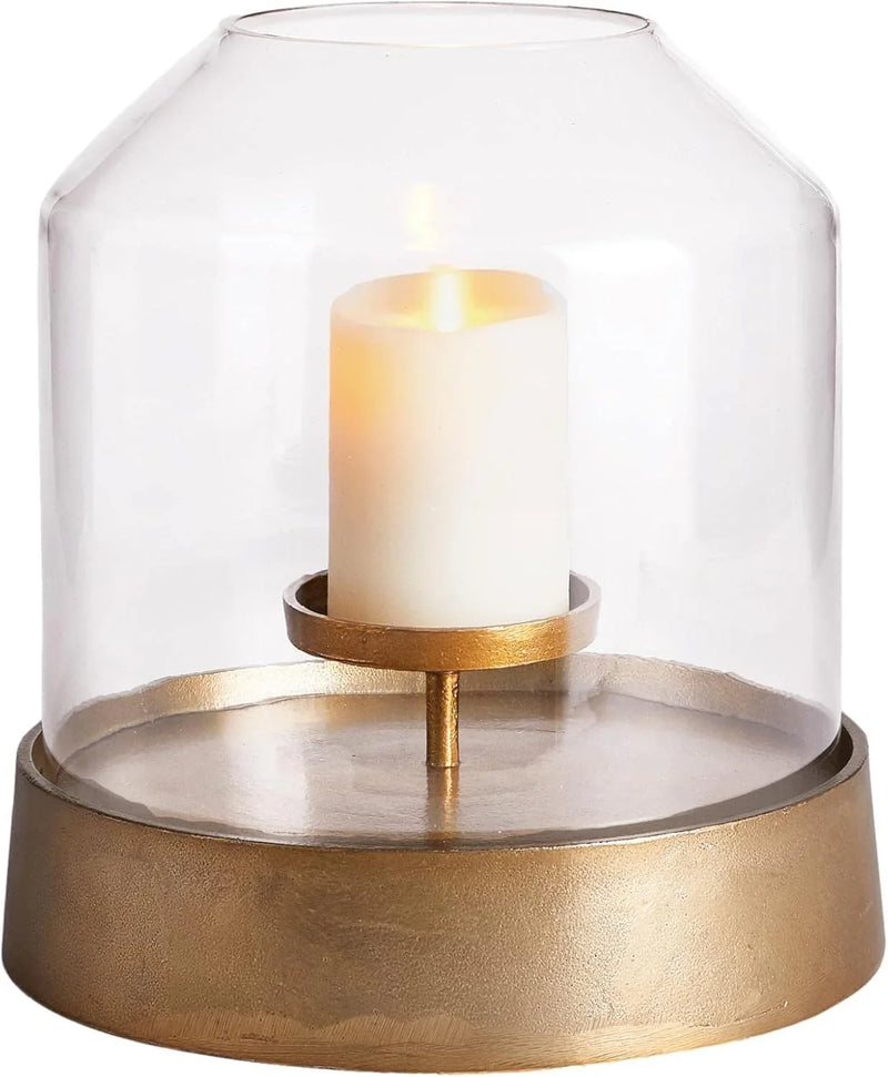 Elegant Gold Large Round Hurricane Candle Holder Dome Shape 13 in Terrarium Classic H4