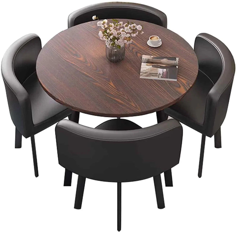 A 4-person conference table and chair set, office reception room club table and chair combination, suitable for living room / central area / farmhouse / home office, medieval style table and chair set V4