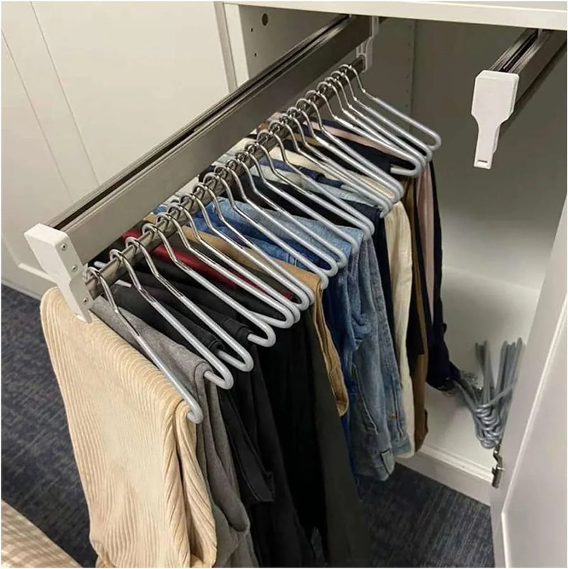 Floor-Standing Solid Wood Rotating Coat Rack，Adjustable Steel Clothes Rail - Extendable 30-80cm Garment Organizer for Closet Storage, Heavy-Duty 25kg Load Capacity, Space-Saving Hanger Rack Q4
