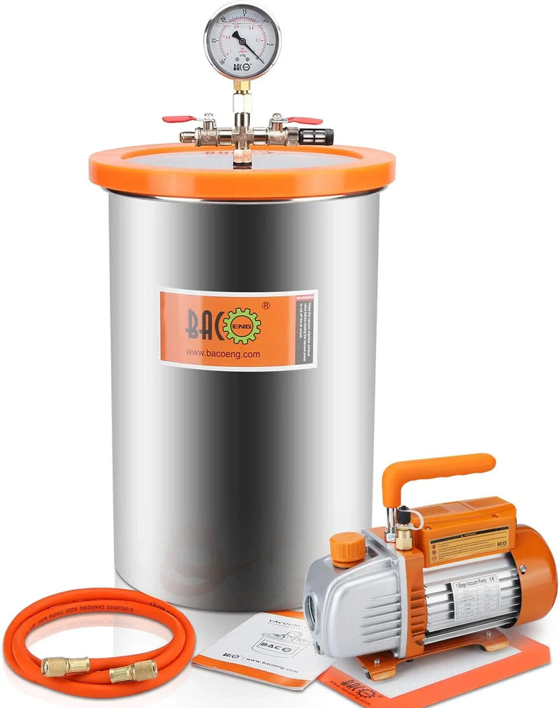 BACOENG 3 Gallon Vacuum Chamber Kit with 3.6 CFM 1 Stage Vacuum Pump HVAC Z6