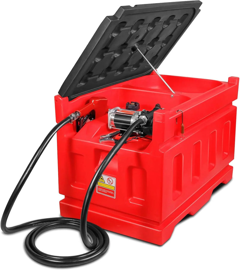 Portable 48 Gallon Fuel Tank with Pump for Gasoline & Diesel, 15GPM High Flow Rate 12V DC Self-Priming Fuel Transfer Pump, 13.1ft Hose, Auto Fueling Nozzle, for Easy Fuel Transportation G2
