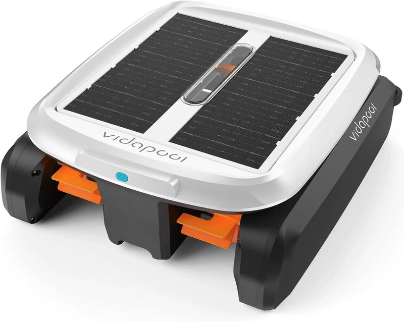 Solar Powered Automatic Robotic Pool Skimmer Cleaner,Solar Pool Surface Cleaner Dual Mode with Obstacle Avoidance Daytime ＆ Overnight Continuous Cleaning Ideal for All Swimming Pool-White M4