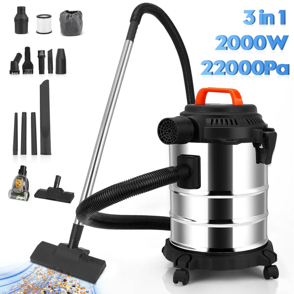 RELOIVE Wet Dry Vacuum,4.5 Gallon 2000W 6.5 Peak HP,3-in-1 Stainless Steel Shop Vacuum Wet and Dry,with Filter and Attachments for House Garage... F7