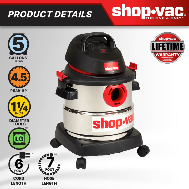 Shop-Vac 5 Gallon 4.5 Peak HP Wet Dry Vacuum Q6