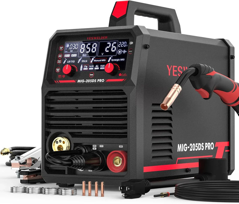 MIG Welder,110V Flux Core Welder Flux Core MIG/Lift TIG/Stick 3-in-1 Large LED Digital Display Welding Machine IGBT Inverter Welder FLUX-135PRO V0