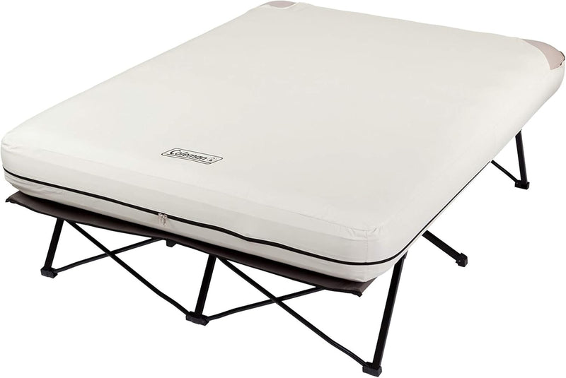 Camping bed, inflatable mattress and air pump set | Foldable camping bed and inflatable bed, equipped with side table and battery-powered air pump M8