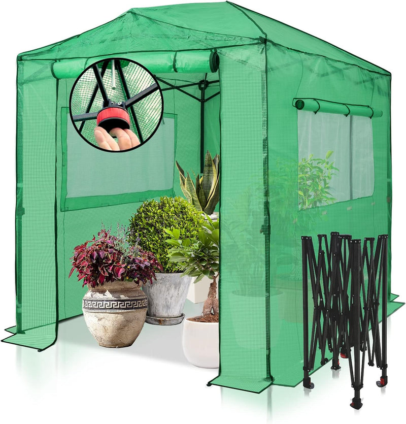 EAGLE PEAK 8x6 Portable, Heavy-Duty, Walk-in Pop-up Greenhouse, Indoor Outdoor Gardening Green House D9