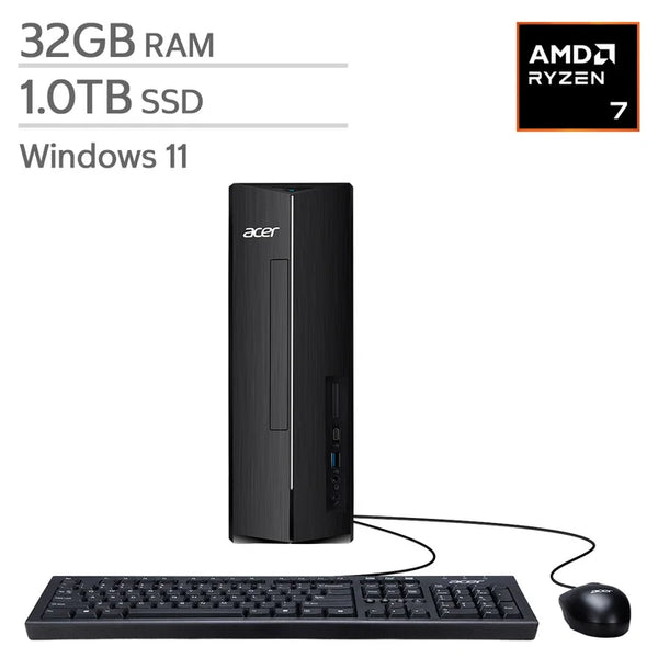 Acer Aspire Slim Desktop, AMD Ryzen 7 7730U - 32GB RAM, 1TB SSD Z3