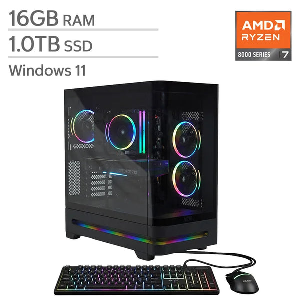 Acer Nitro 85 Gaming Desktop, AMD Ryzen 7 8700F - 16GB RAM, 1 TB SSD, NVIDIA GeForce RTX 5060 X9