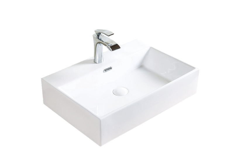 A&E Bath Raylee Ceramic Vessel Bathroom Sink/Basin with Overflow, Glossy White D9