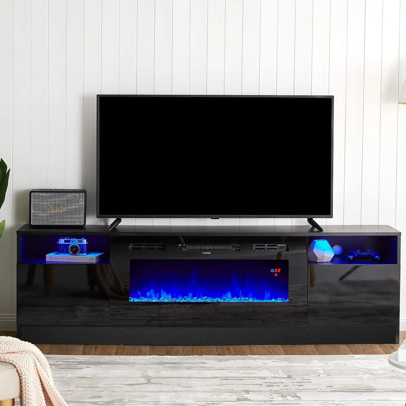 Fireplace TV Stand with 36" Electric Fireplace, LED Light Entertainment Center U4