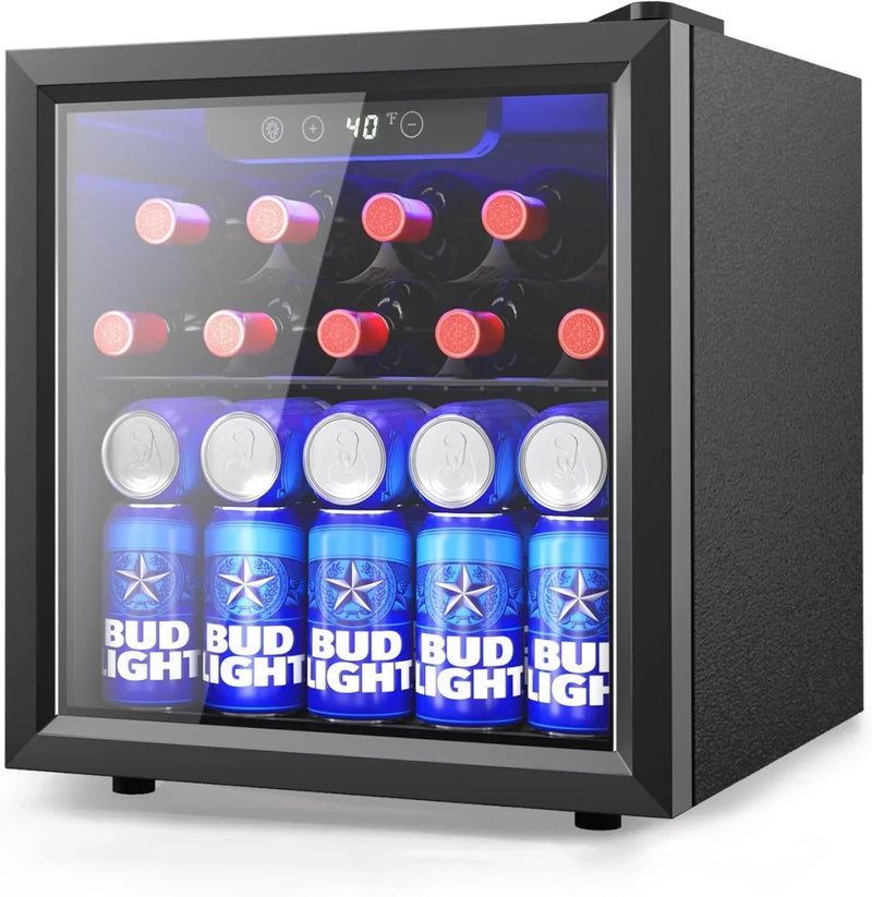 Beverage Refrigerator Cooler - 126 Can Mini Fridge with Glass Door for Soda Beer or Wine, Beverage Cooler for Home, Office, Bar with Adjustable Removable Shelves, Silver R0