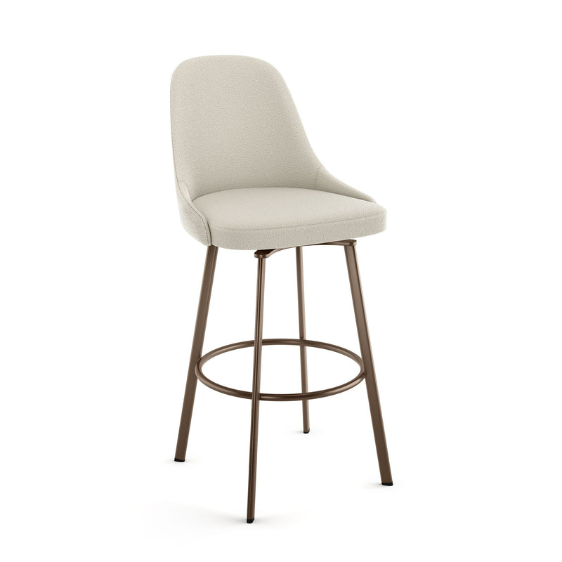 Amisco Harper Swivel Counter Stool with Backrest, Bronze Frame & Cream Fabric, 26-in U5