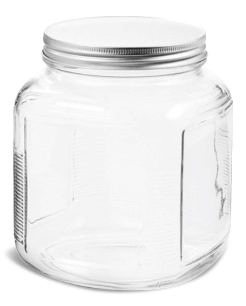 Anchor Hocking Cracker Glass Food Storage Jar with Silver Lid, 2-qt, Clear & Durable Glass P1