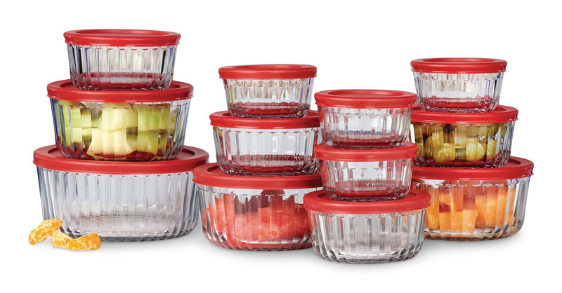 Anchor Hocking Fluted Glass Food Storage Set with Lids, 12 Count D2