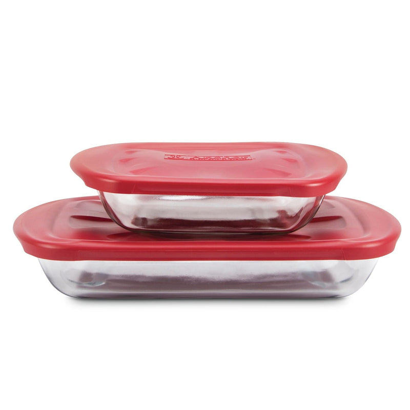 Anchor Hocking Glass Bake 'n' Keep Set with Plastic Lids, 4-pc D2