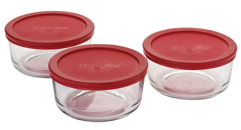 Anchor Hocking Glass Round Storage Container Set with Lids, 3 Count D5