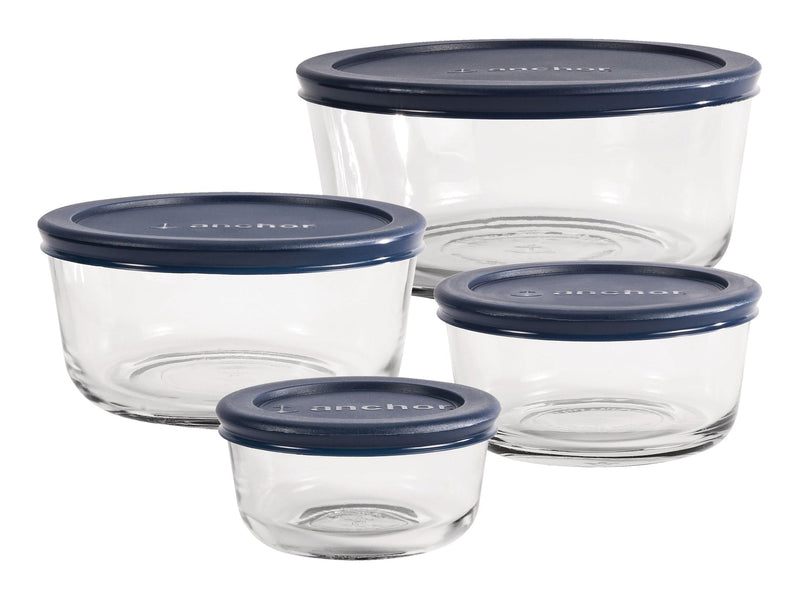 Anchor Hocking Glass Storage Container Set with Lids, Assorted Sizes, 4 Count T9
