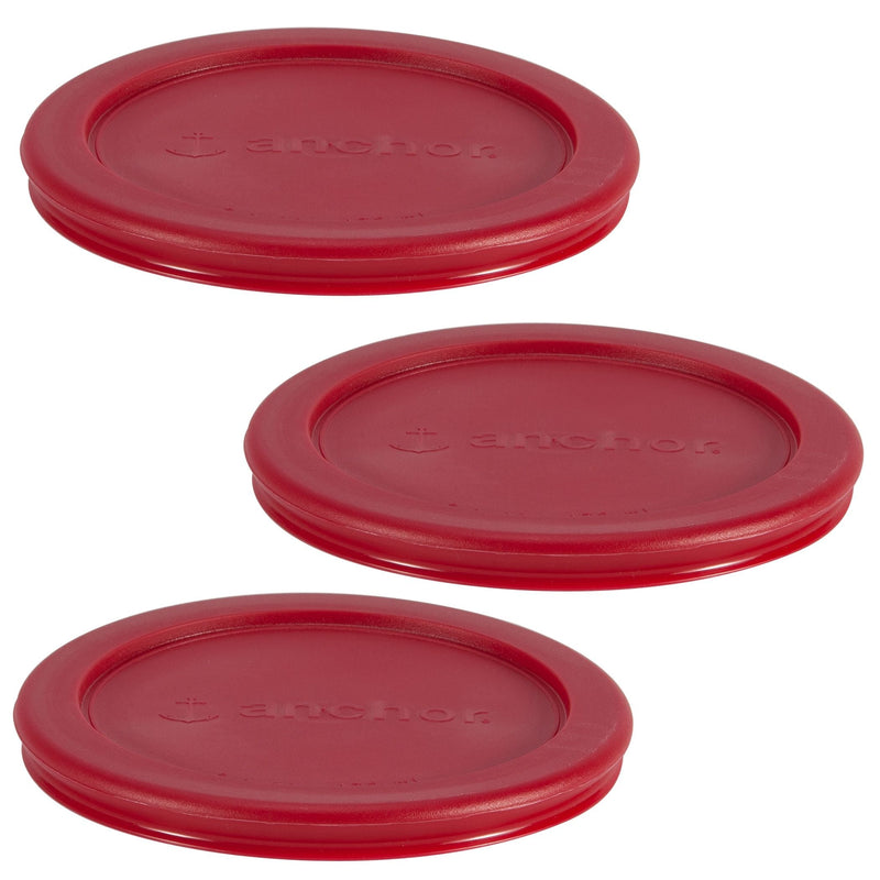Anchor Hocking Plastic Lid Set, Red, 3-pc x 2-Cup N4