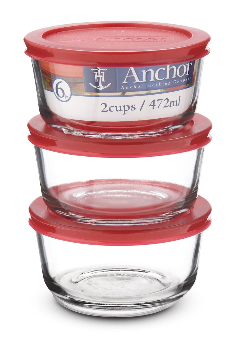 Anchor Hocking Round Glass Storage Container Set with Lids, 3 Count Z8