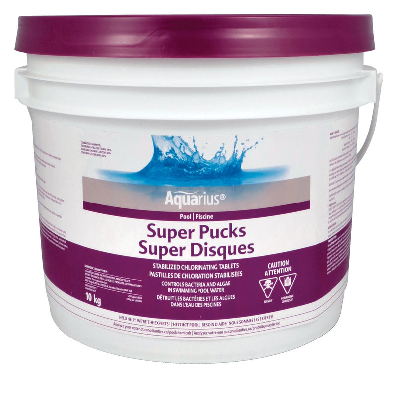 Aquarius Super Pucks Stabilized Chlorine Pool Pucks, 10-kg K5