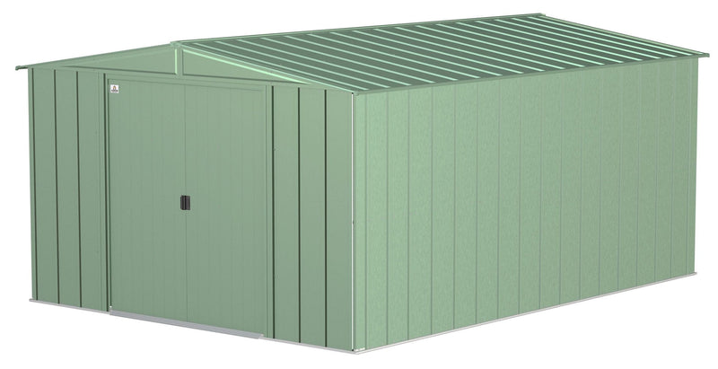 Arrow Classic Galvanized Steel Storage Shed, Sage Green, 10-ft x 14-ft P1