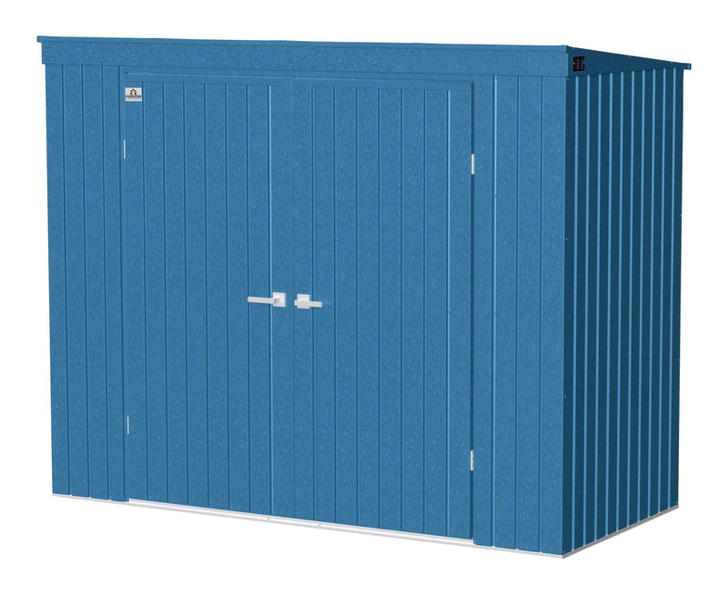 Arrow Elite Steel Storage Shed with Pent Roof, Blue Grey, 8-ft x 4-ft E7