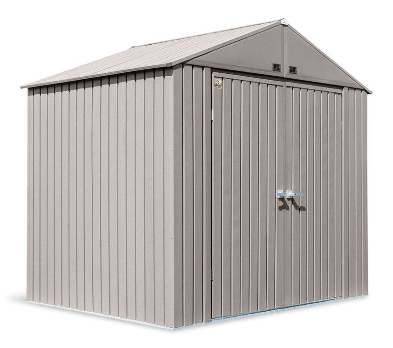 Arrow Elite Steel Storage Shed with Pent Roof, Cool Grey, 8-ft x 6-ft I0