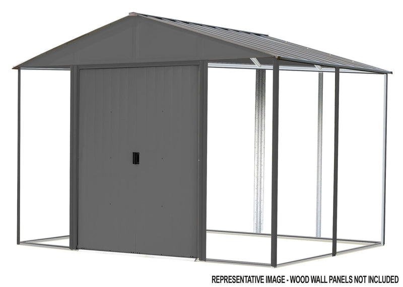 Arrow Ironwood Steel Hybrid Shed Kit, Anthracite, 8-ft x 8-ft F7