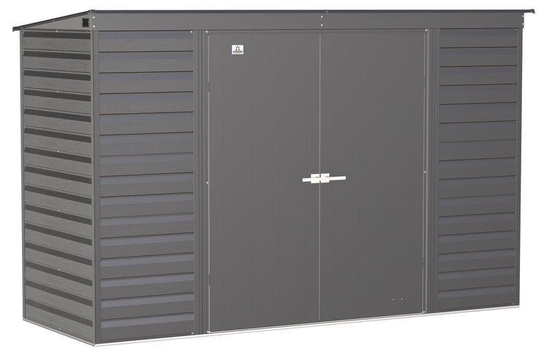 Arrow Select Galvanized Steel Storage Shed, Charcoal, 10-ft x 4-ft L9