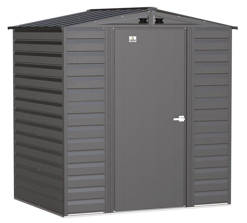 Arrow Select Galvanized Steel Storage Shed, Charcoal, 6-ft x 5-ft Y5